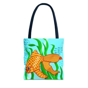 The Lucky Goldfish Among the Aquatic Plants 13x13 Inch Tote Bag (All Over Print)