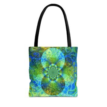 The Colliding Universes in Different Hues of Blue and Greens 13"X 13" Inch Tote Bag