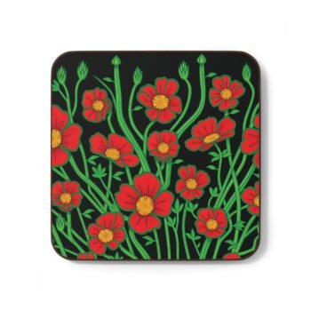 The Italian Poppies of Spring Hardboard Back Coaster