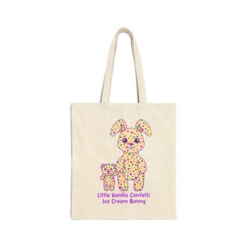 Little Vanilla Confetti Ice Cream Bunny 15'X16" Inch Cotton Canvas Tote Bag