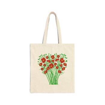 The Italian Poppies of Spring Cotton Canvas 15x16 inch Two Sides Printed Tote Bag in Natural and Black